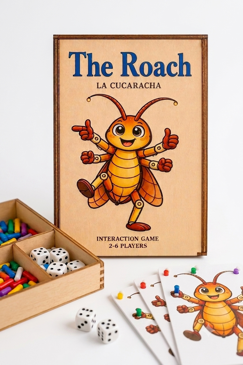 The Roach – Wooden Dice & Peg Family Game (2–6 Players)